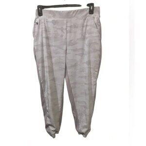 Athleta Womens Camo Jogger Pants Size 12 Gray Elastic Waistband Lightweight